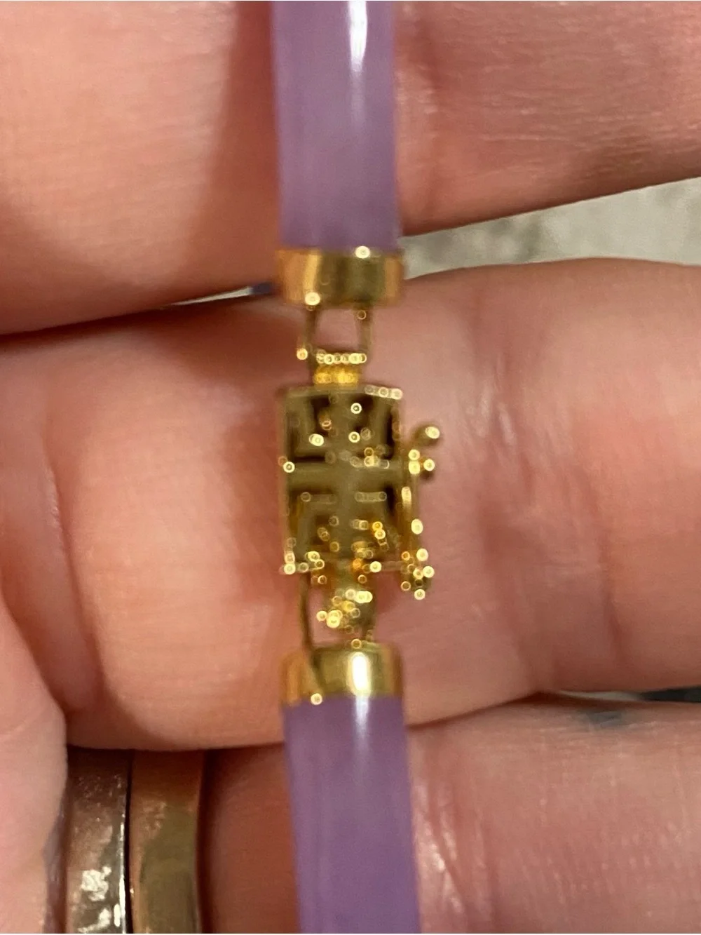 Purple Jade 14k gold accent bracelet